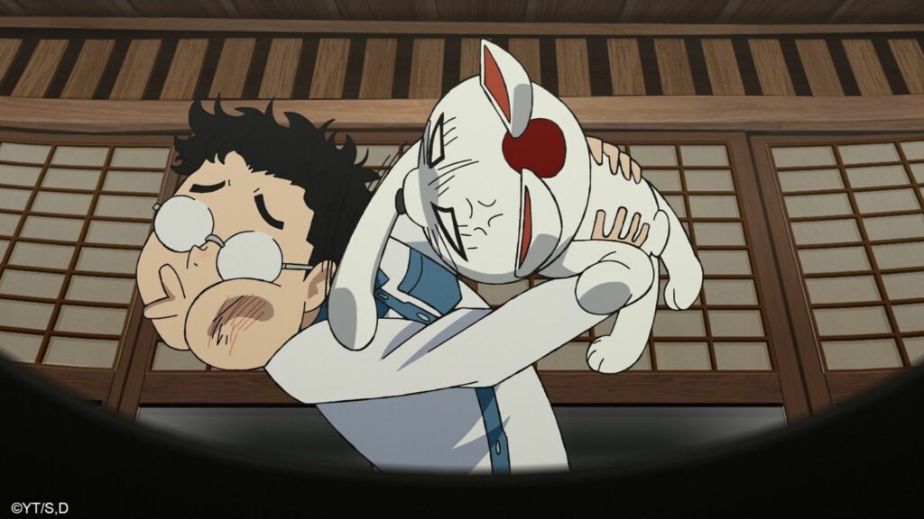 Where does the Dandadan anime end in the manga? Dandadan main character Ken "Okarun" Takakura getting punched by Turbo Granny in episode 10 season 1