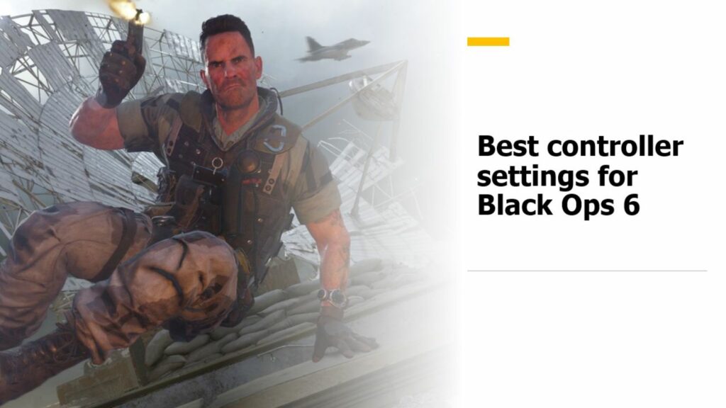 Best movement settings in Black Ops 6 -- raise your level! Operator Caine firing a handgun in ONE Esports' image for best controller settings for Black Ops 6