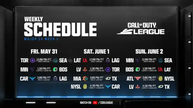 Schedule for 2024 CDL Major 4, week 1 qualifiers.