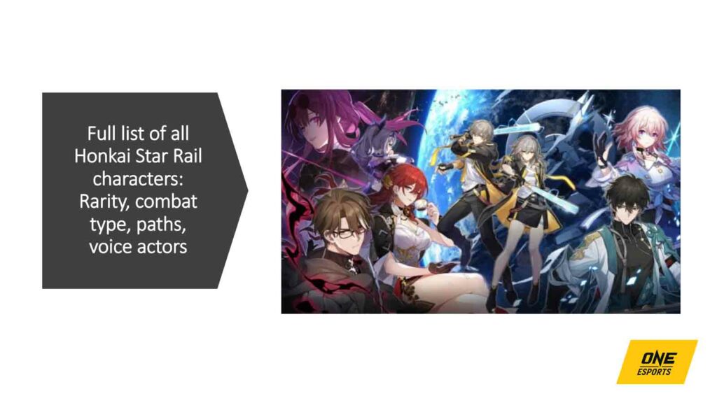 List of characters, light cones, release date in Honkai Star Rail 3.0 banners Official HSR key visual for closed beta test in ONE Esports featured image for article "Comprehensive list of all Honkai Star Rail characters: Rarity, combat type, paths, voice actors"